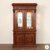 Hand-Carved Mahogany China Cabinet with Glass Doors and Storage Base
