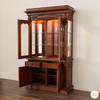 Hand-Carved Mahogany China Cabinet with Glass Doors and Storage Base