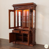 Hand-Carved Mahogany China Cabinet with Glass Doors and Storage Base