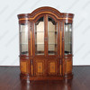 Walnut Rococo China Curio Display Buffet Cabinet