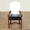 Cherry Black Leather Dining Arm Chair