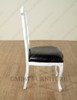 Distressed White Chippendale Leather Accent Occasional Side Chair