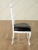 Distressed White Chippendale Leather Accent Occasional Side Chair