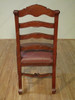 Pair 2 Solid Mahogany Ladder Back Leather Dining Side Chairs