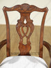 Pair of 2 Mahogany Chippendale Cream Dining Arm Chairs