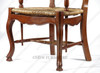 Pair of 2 Mahogany French Country Arm Chairs w/ Cane Rattan Rush Seat