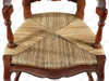 Pair of 2 Mahogany French Country Arm Chairs w/ Cane Rattan Rush Seat