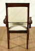 Pair of 2 Solid Dark Cherry Upholstered Cream Dining Arm Chairs