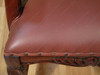 Pair of 2 Solid Mahogany Carved Ladder Back Dining Arm Chairs w/Genuine Leather
