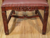 Pair of 2 Solid Mahogany Carved Ladder Back Dining Arm Chairs w/Genuine Leather