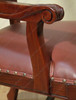 Pair of 2 Solid Mahogany Carved Ladder Back Dining Arm Chairs w/Genuine Leather