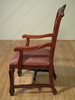 Pair of 2 Solid Mahogany Carved Ladder Back Dining Arm Chairs w/Genuine Leather