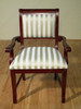 Solid Mahogany Striped Fabric Dining Arm Chairs (2)