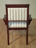 Solid Mahogany Striped Fabric Dining Arm Chairs (2)