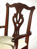 Solid Mahogany Dark Cherry Chippendale Cream Dining Chairs (8)