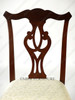 Solid Mahogany Dark Cherry Chippendale Cream Dining Chairs (8)