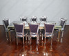 9 Pc 8Ft Mirrored Silver Rococo Dining Table w/ 2 Leaves & 8 Mirrored Chairs