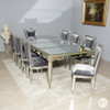 9pc Venetian-Style Mirrored Dining Suite with Grey Velvet Chairs
