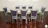 9pc Venetian-Style Mirrored Dining Suite with Grey Velvet Chairs