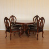 5-Pc Burl Inlay Round Dining Table & Chairs Set