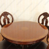 5-Pc Burl Inlay Round Dining Table & Chairs Set