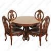5-Pc Burl Inlay Round Dining Table & Chairs Set