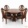 5-Pc Burl Inlay Round Dining Table & Chairs Set