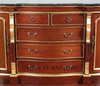 6Ft Wide Solid Mahogany Italian Marble Top Buffet Sideboard Server