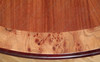 52" Round Walnut & Burl Inlay Pedestal Dining Table