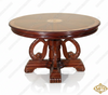 52" Round Walnut & Burl Inlay Pedestal Dining Table
