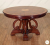 52" Round Walnut & Burl Inlay Pedestal Dining Table
