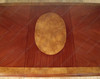 Burl Inlay Double Pedestal Dining Table w/ Leaf Extensions