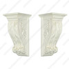 Pair of 2 Solid Mahogany Cream Hand Carved Scrolled Wall Corbel Sconce