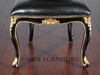 Solid Mahogany Black / Gold Italian Leather Occasional Accent Chair