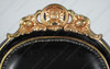 Solid Mahogany Black / Gold Italian Leather Occasional Accent Chair