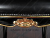 Solid Mahogany Black / Gold Italian Leather Occasional Accent Chair