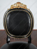 Solid Mahogany Black / Gold Italian Leather Occasional Accent Chair