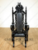 Black Gothic Genuine Leather Lion King Throne Chair