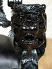 Black Gothic Genuine Leather Lion King Throne Chair
