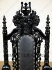 Black Gothic Genuine Leather Lion King Throne Chair