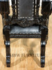 Black Gothic Genuine Leather Lion King Throne Chair