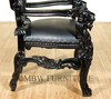 Black Gothic Genuine Leather Lion King Throne Chair
