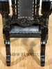 Black Gothic Genuine Leather Lion King Throne Chair