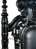 Black Gothic Genuine Leather Lion King Throne Chair