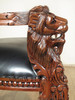 Gothic Black Leather Lion Throne Arm Chair
