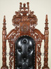 Gothic Black Leather Lion Throne Arm Chair