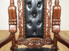 Gothic Black Leather Lion Throne Arm Chair