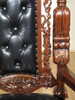 Solid Mahogany Gothic Black Leather Throne Lion Arm Chair