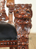 Gothic Black Leather Lion Throne Arm Chair