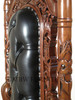 Gothic Black Leather Lion Throne Arm Chair